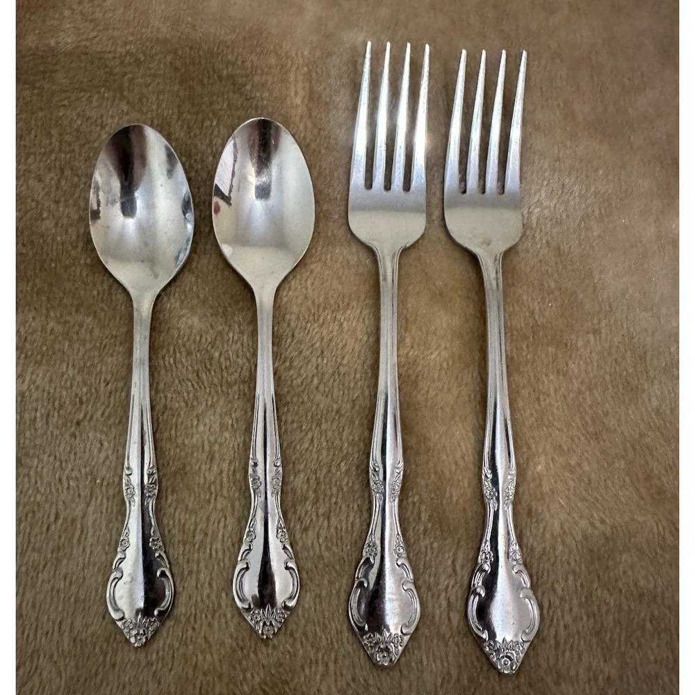Estia Cascade Stainless Silverware Korea 4 pc Lot 2 forks 2 spoons Replacement